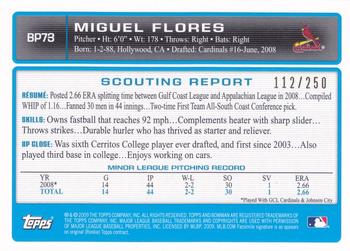 2009 Bowman - Prospects Orange #BP73 Miguel Flores Back