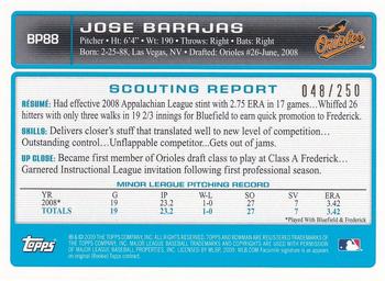 2009 Bowman - Prospects Orange #BP88 Jose Barajas Back