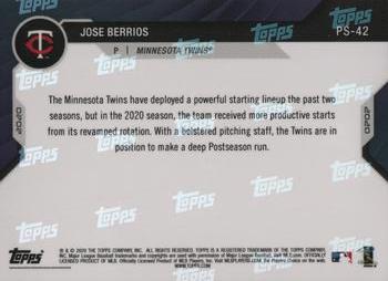 2020 Topps Now Postseason Minnesota Twins #PS-42 Jose Berrios Back