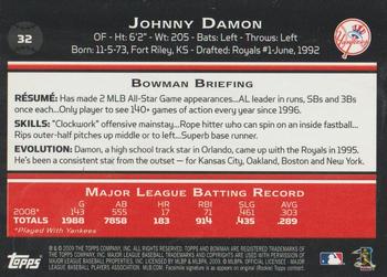 2009 Bowman - Red #32 Johnny Damon Back