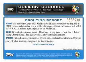 2009 Bowman - WBC Prospects Blue #BW5 Yulieski Gourriel Back