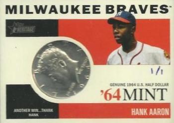 2013 Topps Heritage - 1964 Mint JFK Silver Half Dollar #64M-HA Hank Aaron Front