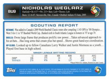 2009 Bowman - WBC Prospects Gold #BW9 Nick Weglarz Back