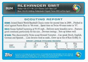 2009 Bowman - WBC Prospects Gold #BW14 Alexander Smit Back