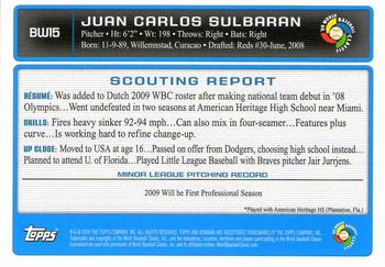 2009 Bowman - WBC Prospects Gold #BW15 Juan Carlos Sulbaran Back