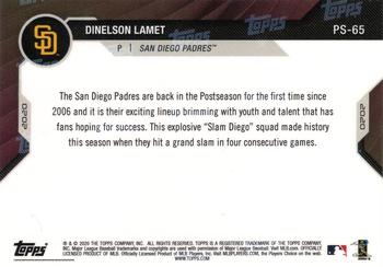 2020 Topps Now Postseason San Diego Padres #PS-65 Dinelson Lamet Back