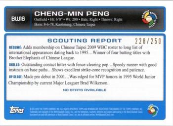 2009 Bowman - WBC Prospects Orange #BW16 Cheng-Min Peng Back