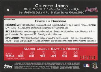 2009 Bowman Chrome - Blue Refractors #9 Chipper Jones Back