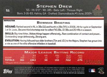 2009 Bowman Chrome - Blue Refractors #51 Stephen Drew Back