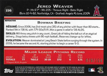 2009 Bowman Chrome - Blue Refractors #156 Jered Weaver Back