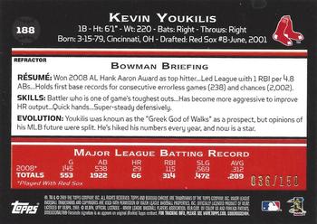2009 Bowman Chrome - Blue Refractors #188 Kevin Youkilis Back