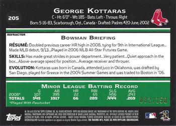 2009 Bowman Chrome - Blue Refractors #205 George Kottaras Back