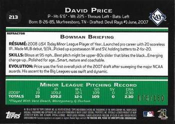 2009 Bowman Chrome - Blue Refractors #213 David Price Back