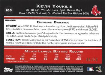 2009 Bowman Chrome - Gold Refractors #188 Kevin Youkilis Back