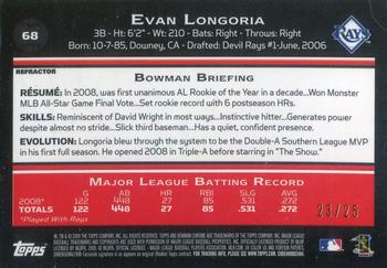 2009 Bowman Chrome - Orange Refractors #68 Evan Longoria Back