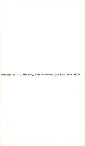 1969 JD McCarthy Postcards #NNO Jim Grant Back