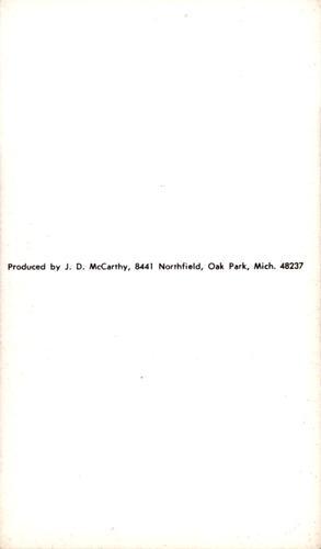 1969 JD McCarthy Postcards #NNO Coco Laboy Back