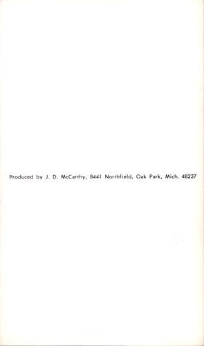 1969 JD McCarthy Postcards #NNO Joel Horlen Back