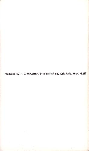 1969 JD McCarthy Postcards #NNO Pete Ward Back