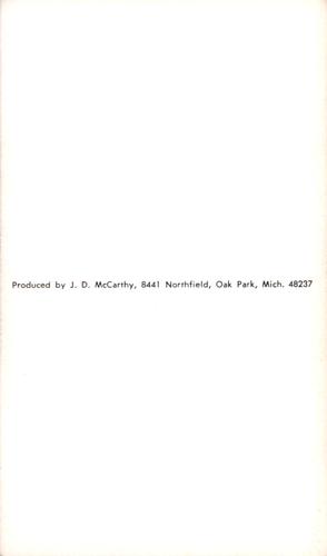 1969 JD McCarthy Postcards #NNO Wilbur Wood Back