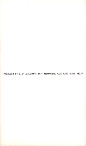 1969 JD McCarthy Postcards #NNO Fred Wenz Back