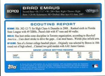 2009 Bowman Chrome - Prospects #BCP109 Brad Emaus Back