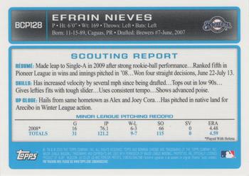 2009 Bowman Chrome - Prospects #BCP128 Efrain Nieves Back