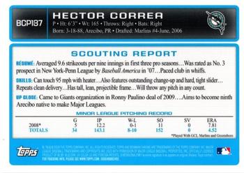 2009 Bowman Chrome - Prospects #BCP137 Hector Correa Back
