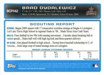 2009 Bowman Chrome - Prospects #BCP142 Brad Dydalewicz Back