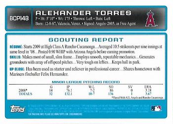 2009 Bowman Chrome - Prospects #BCP143 Alexander Torres Back