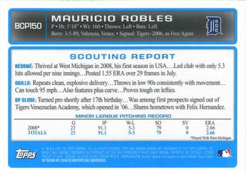2009 Bowman Chrome - Prospects #BCP150 Mauricio Robles Back