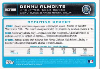 2009 Bowman Chrome - Prospects #BCP166 Denny Almonte Back