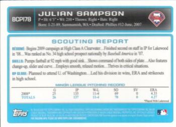 2009 Bowman Chrome - Prospects #BCP178 Julian Sampson Back
