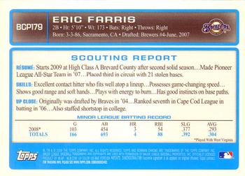 2009 Bowman Chrome - Prospects #BCP179 Eric Farris Back