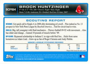 2009 Bowman Chrome - Prospects #BCP184 Brock Huntzinger Back