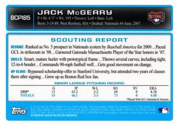 2009 Bowman Chrome - Prospects #BCP185 Jack McGeary Back