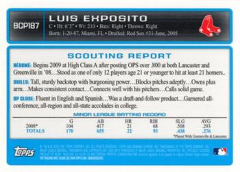 2009 Bowman Chrome - Prospects #BCP187 Luis Exposito Back