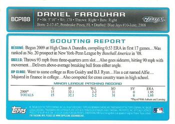 2009 Bowman Chrome - Prospects #BCP188 Danny Farquhar Back