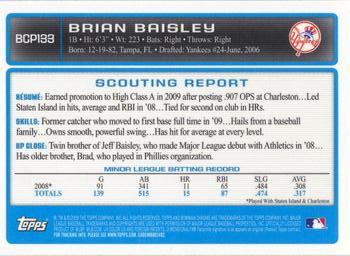 2009 Bowman Chrome - Prospects #BCP133 Brian Baisley Back