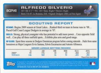 2009 Bowman Chrome - Prospects #BCP141 Alfredo Silverio Back