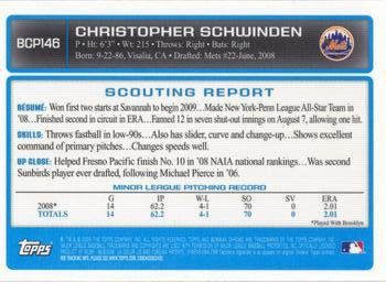 2009 Bowman Chrome - Prospects #BCP146 Christopher Schwinden Back