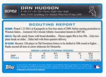 2009 Bowman Chrome - Prospects #BCP152 Dan Hudson Back