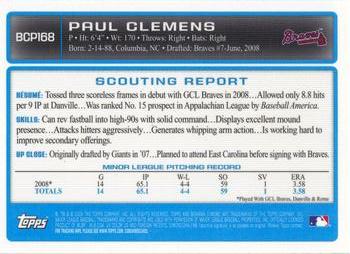 2009 Bowman Chrome - Prospects #BCP168 Paul Clemens Back