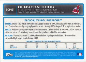 2009 Bowman Chrome - Prospects #BCP181 Clayton Cook Back