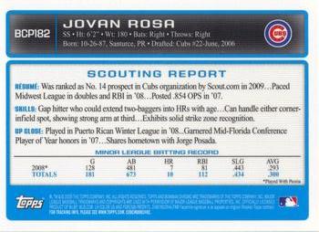 2009 Bowman Chrome - Prospects #BCP182 Jovan Rosa Back