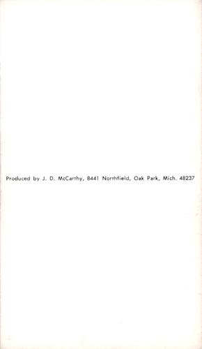 1971 JD McCarthy Postcards #NNO Denny Riddleberger Back