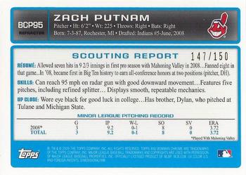 2009 Bowman Chrome - Prospects Blue Refractors #BCP95 Zach Putnam Back