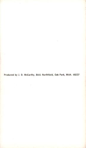 1967 JD McCarthy Postcards #NNO Tim Cullen Back