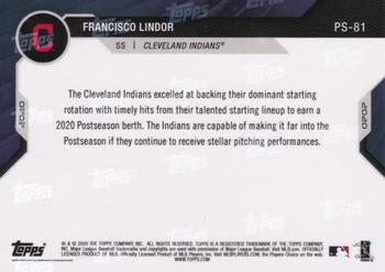 2020 Topps Now Postseason Cleveland Indians #PS-81 Francisco Lindor Back