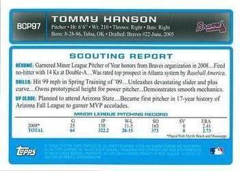 2009 Bowman Chrome - Prospects Refractors #BCP97 Tommy Hanson Back